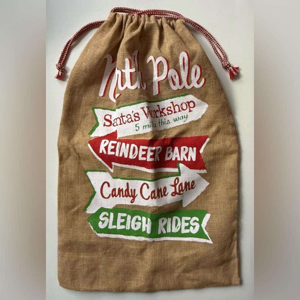 Christmas Jute Gift Sack - North Pole Signs